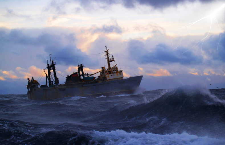 Ship in rough sea